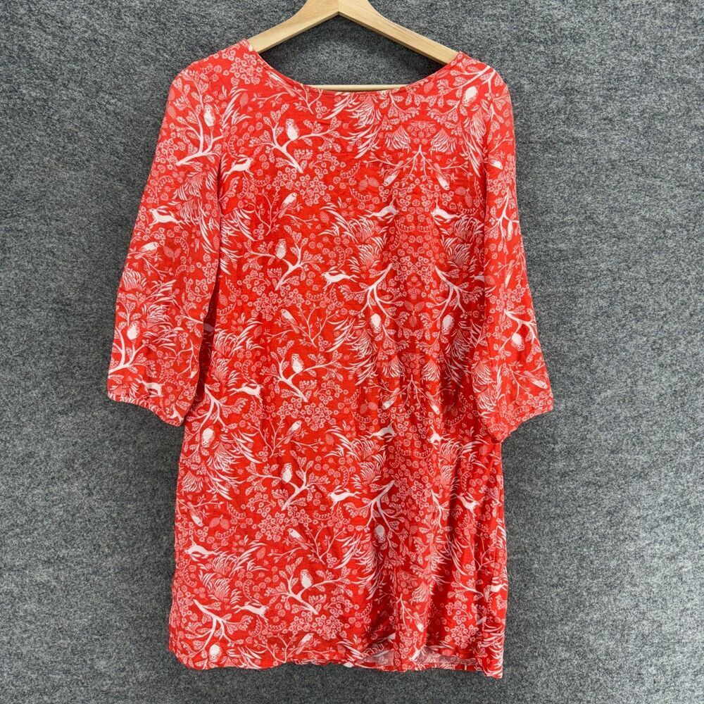 Old Navy Dress Women S Small Red Floral Shift Short 3/4 Sleeve Zipper Casual